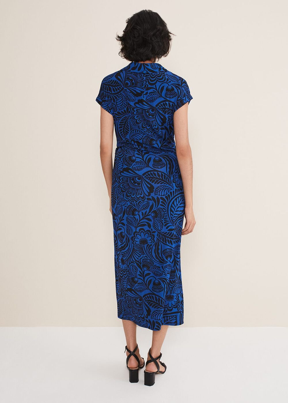 Mara Abstract Print Wrap Dress Blue/Black