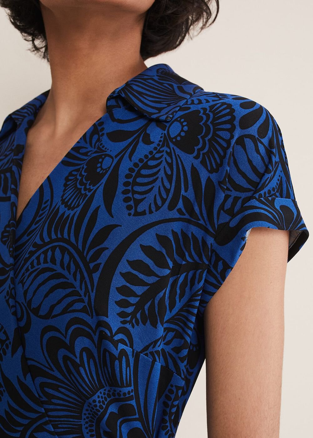 Mara Abstract Print Wrap Dress Blue/Black
