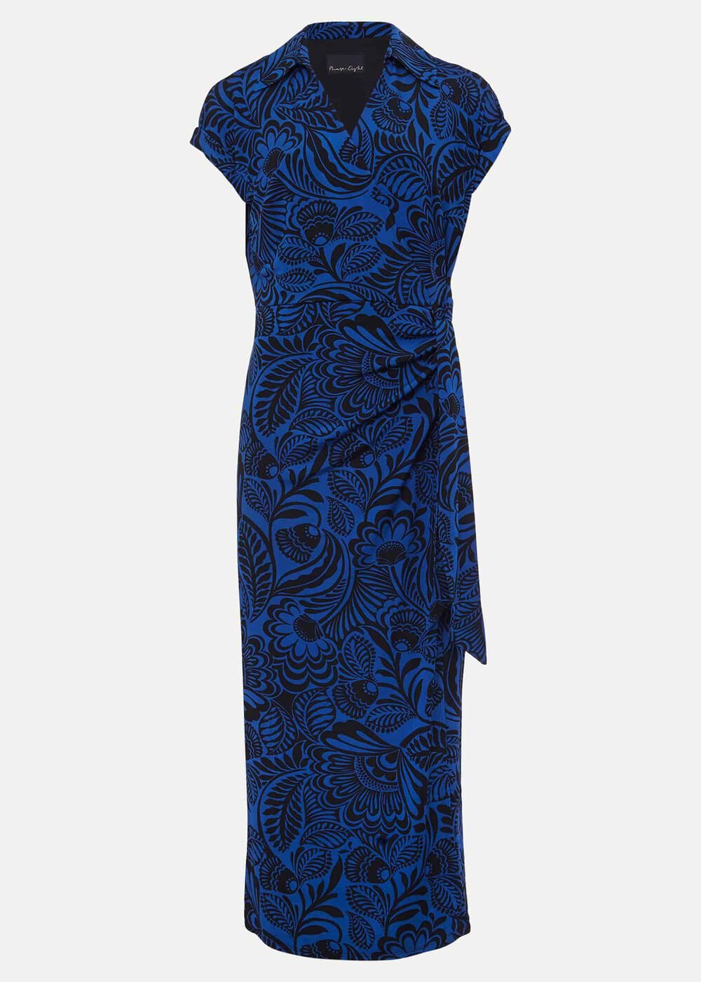 Mara Abstract Print Wrap Dress Blue/Black