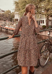 Kesia Hearts Swing Dress Stone/Black