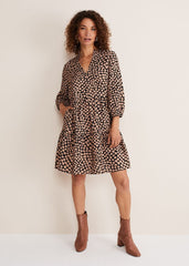 Kesia Hearts Swing Dress Stone/Black