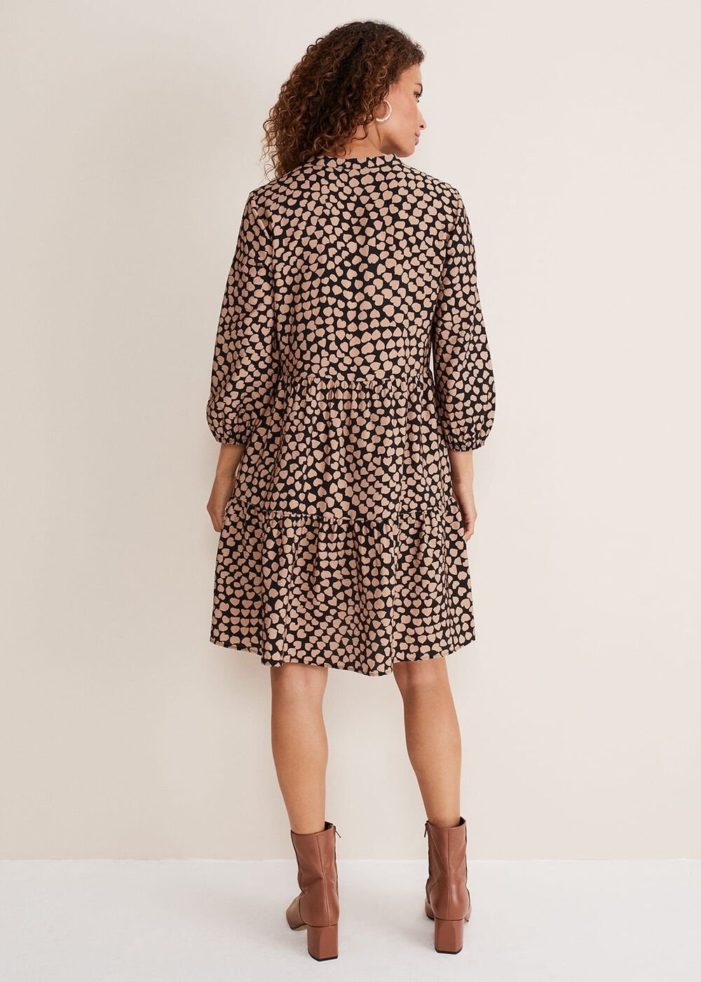 Kesia Hearts Swing Dress Stone/Black