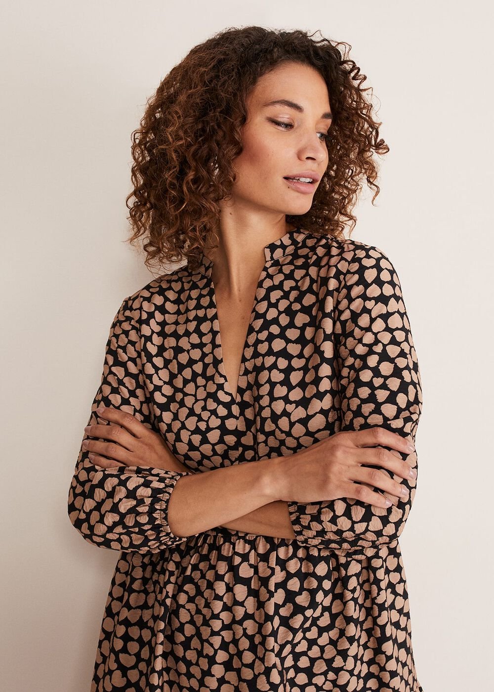 Kesia Hearts Swing Dress Stone/Black