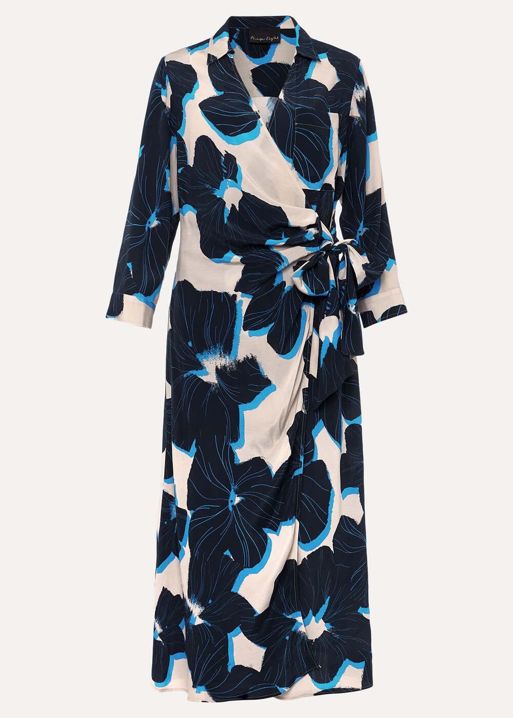 Rae Floral Wrap Dress BLUE/CAMEL/PINK