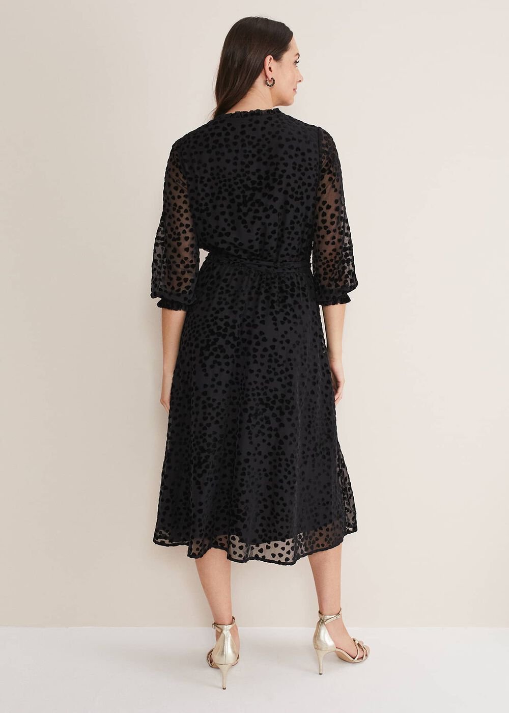 Isador Textured Fit And Flare Midi Dress Black
