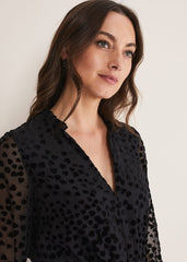Isador Textured Fit And Flare Midi Dress Black