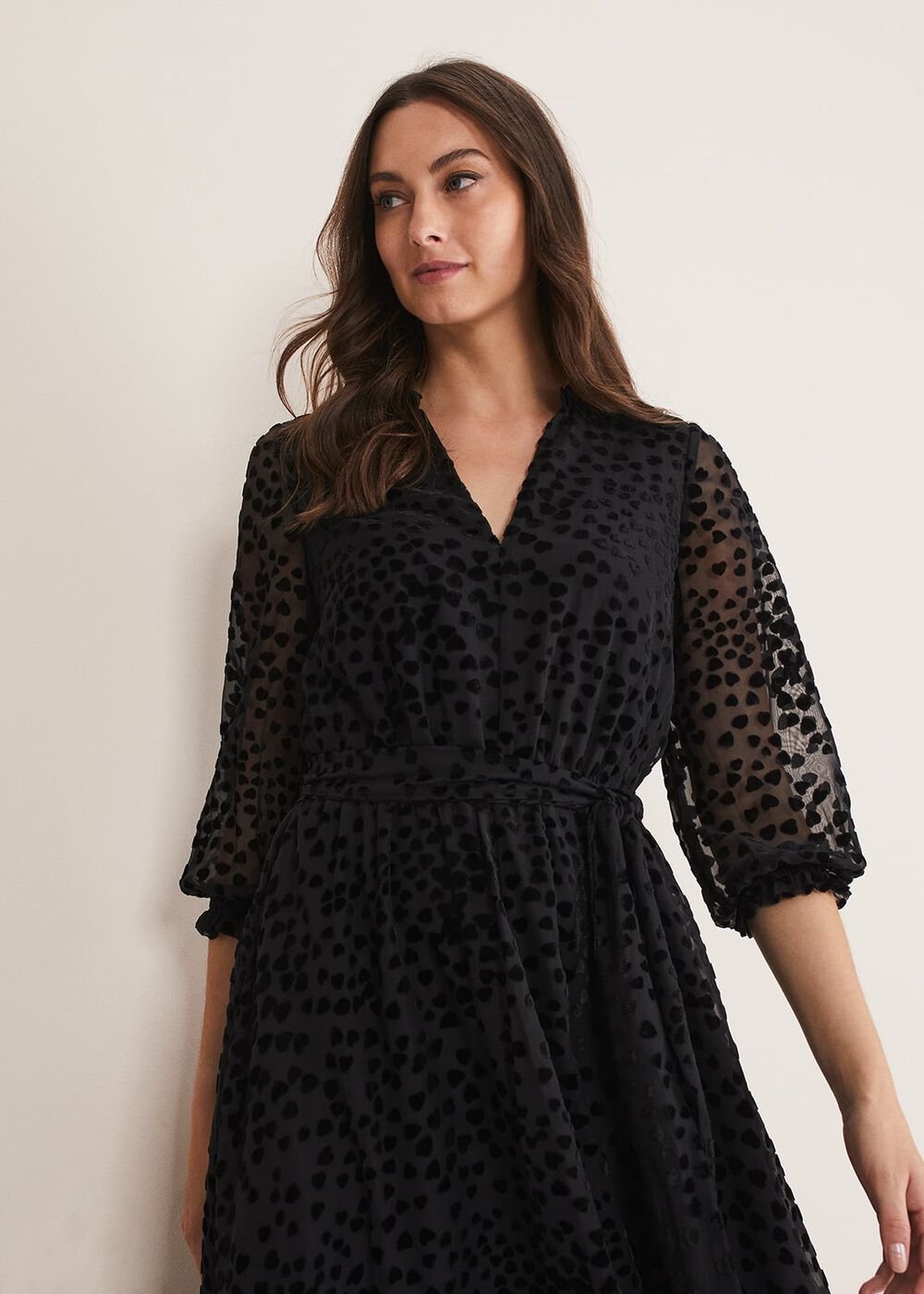Isador Textured Fit And Flare Midi Dress Black