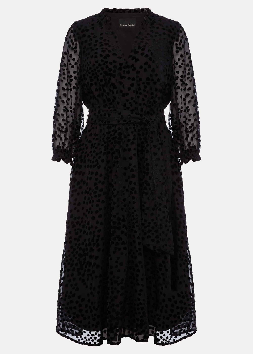 Isador Textured Fit And Flare Midi Dress Black