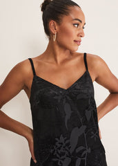 Fayette Textured Velvet Slip Dress Black