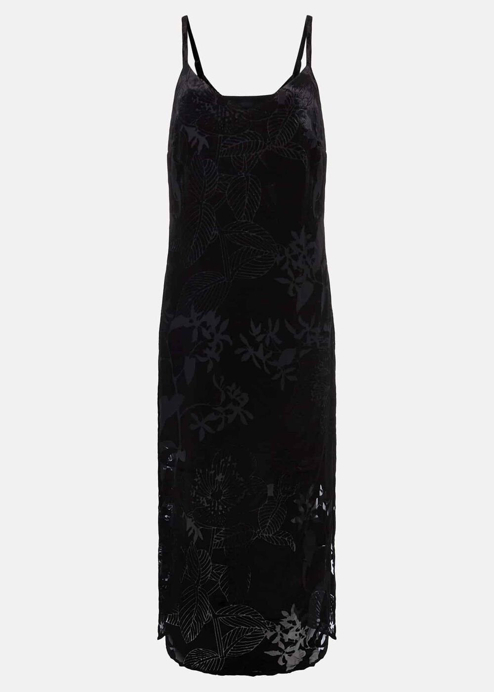 Fayette Textured Velvet Slip Dress Black