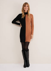 Eris Ribbed Colour Block Knit Tunic Amber/Black