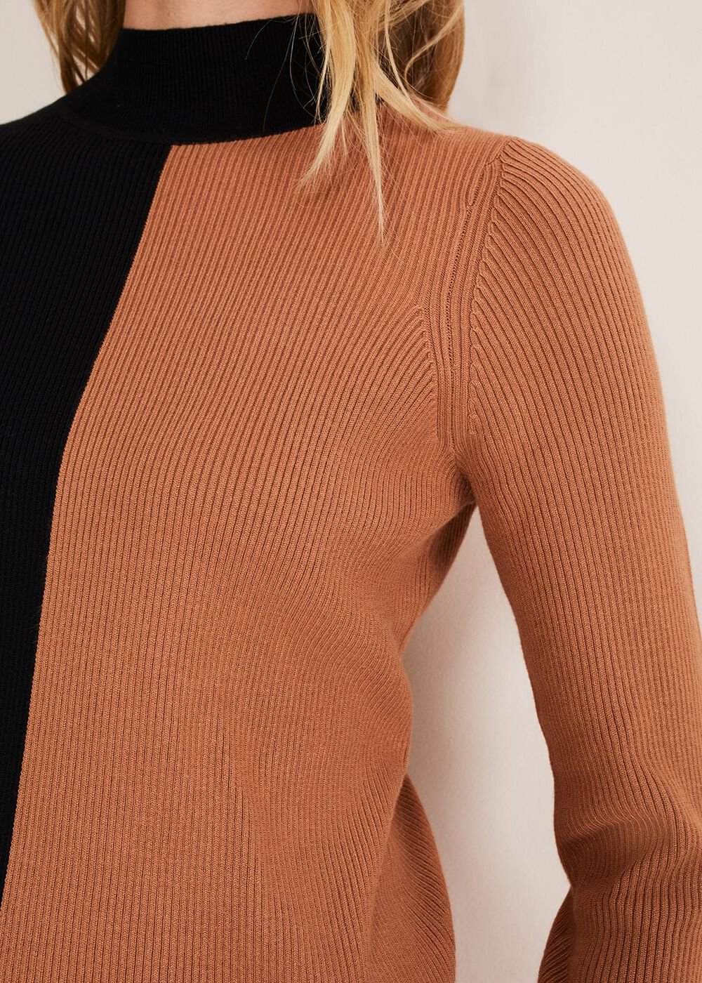 Eris Ribbed Colour Block Knit Tunic Amber/Black