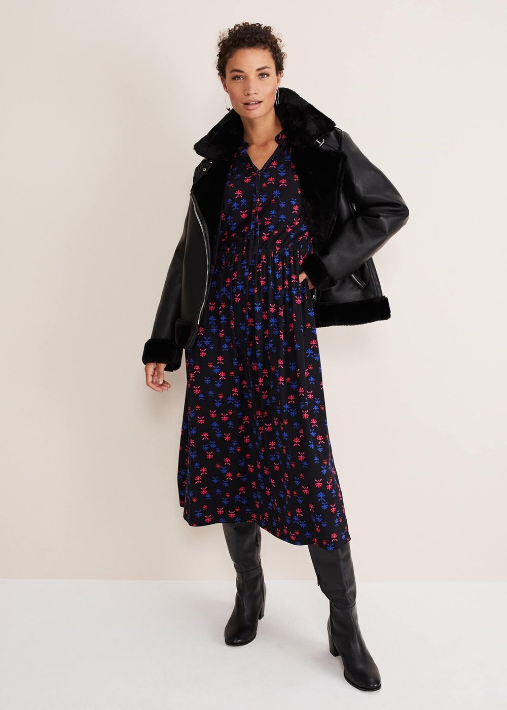 Karleen Ditsy Midi Dress Multi/Navy