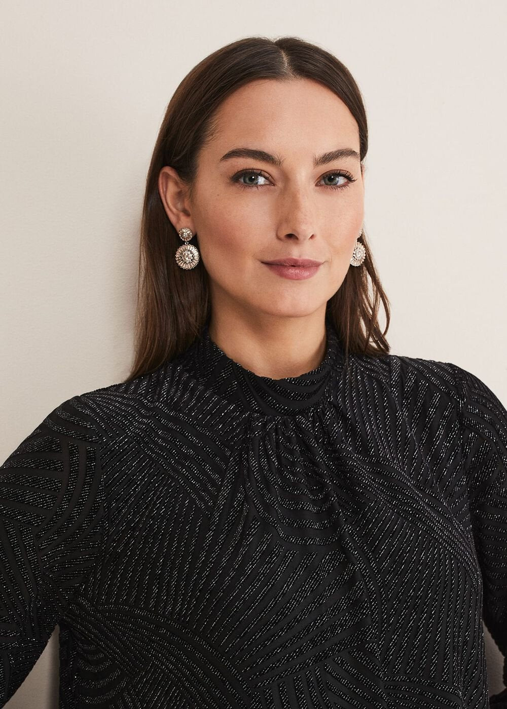 Kirsta Flock Velvet Swing Dress Black