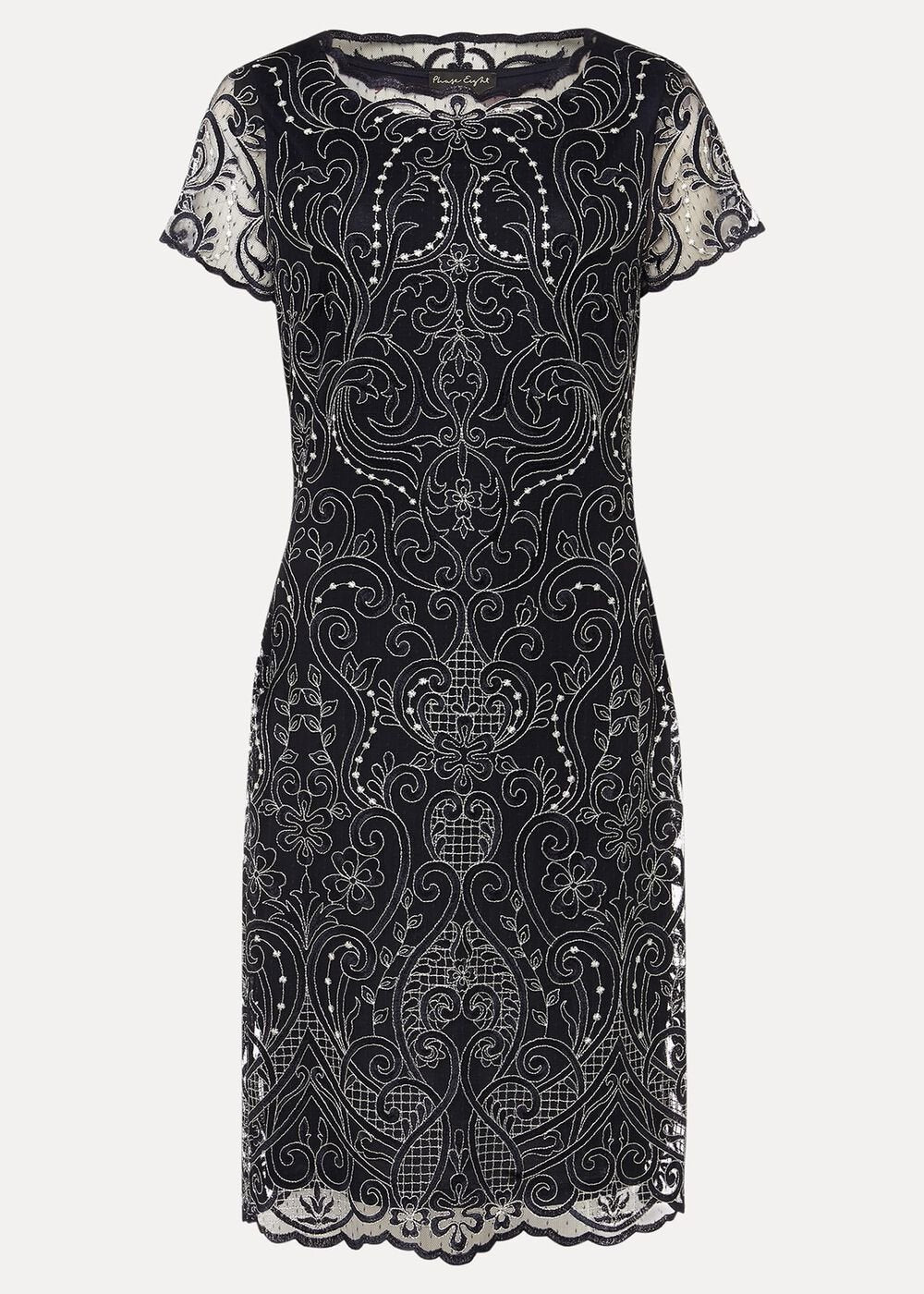 Esme Embroidered Dress Navy/Ivory