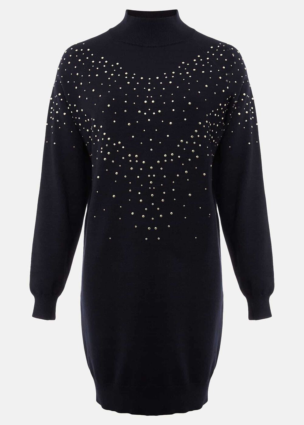 Helena Gold Stud Knit Dress Midnight