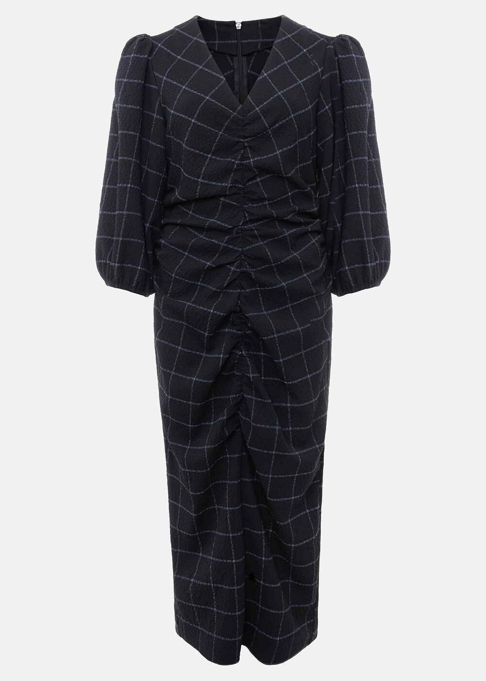 Addison Check Ruched Dress Black/Blue