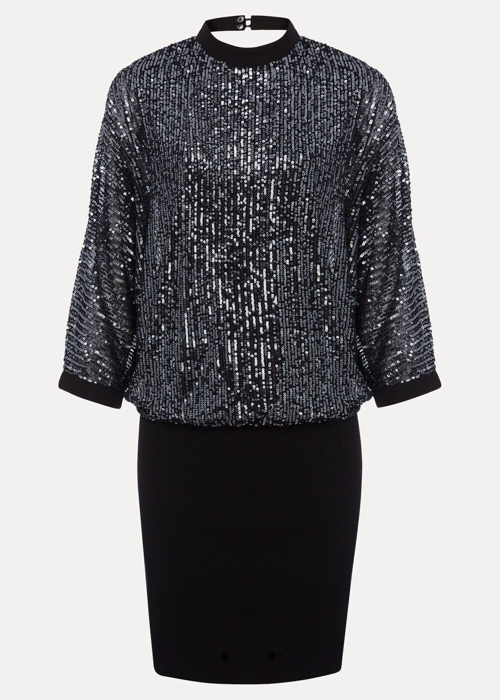 Becca Batwing Sequin Dress Black/Gunmetal