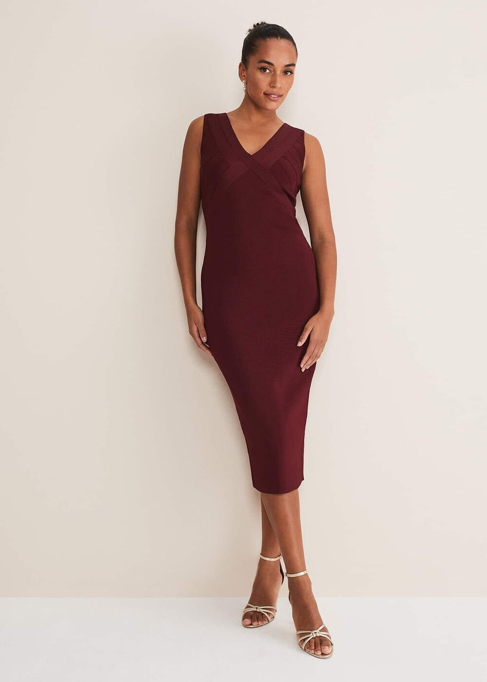 Fressia Cut Out Bandage Dress Burgundy