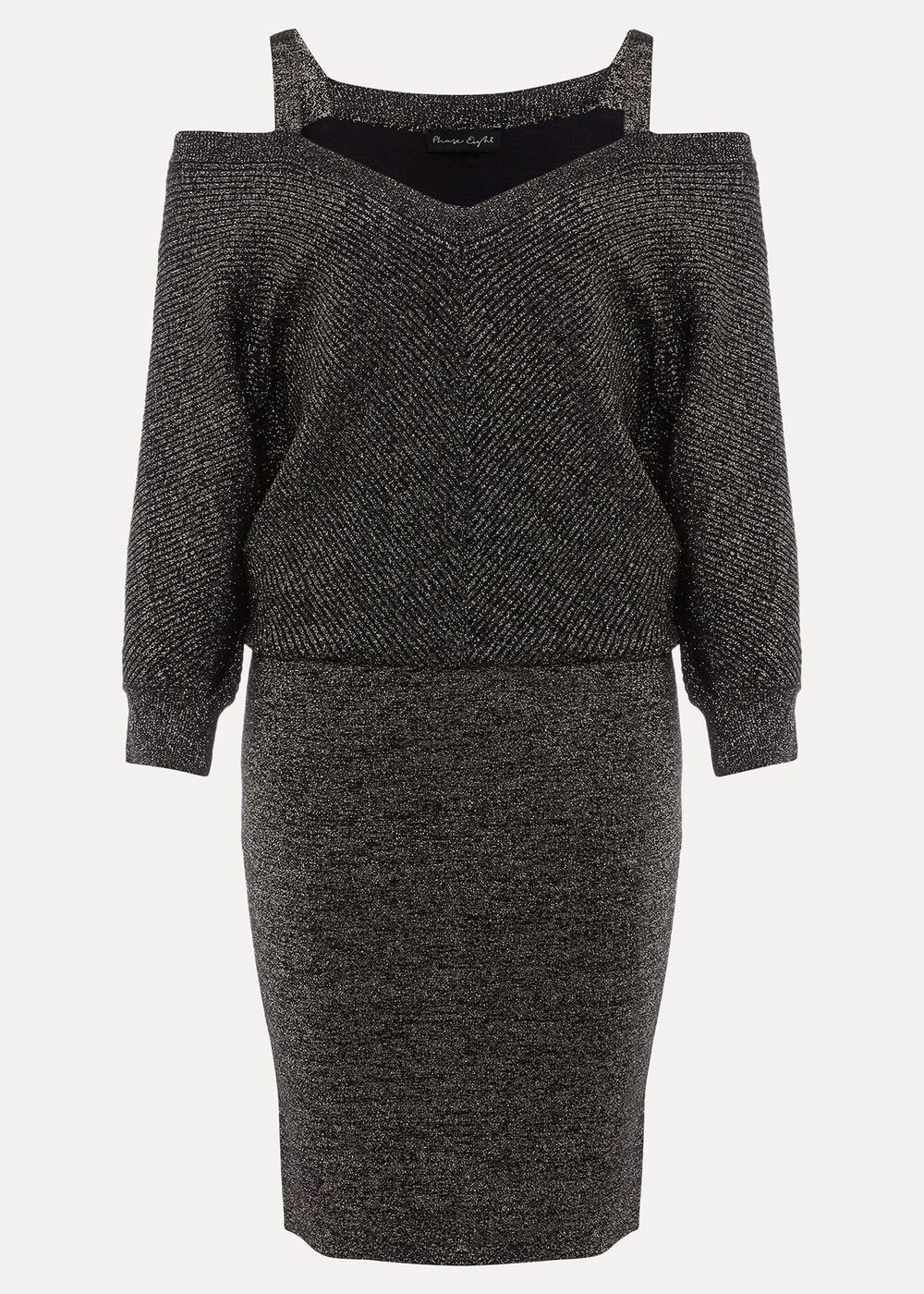 Florin Fitted Lurex Column Dress Black/Gold