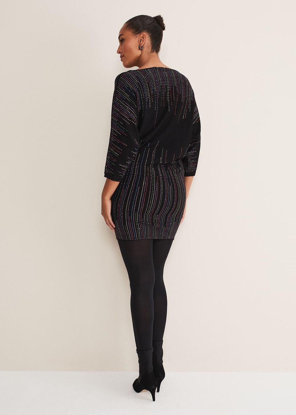Becca Batwing Knitted Dress Black/Multi