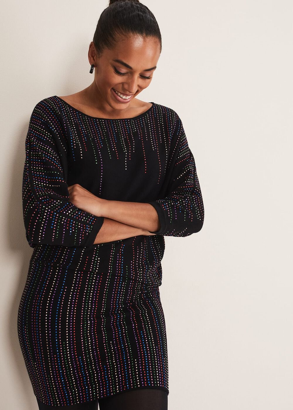 Becca Batwing Knitted Dress Black/Multi