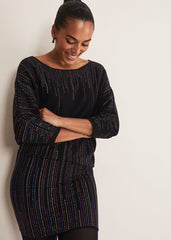 Becca Batwing Knitted Dress Black/Multi
