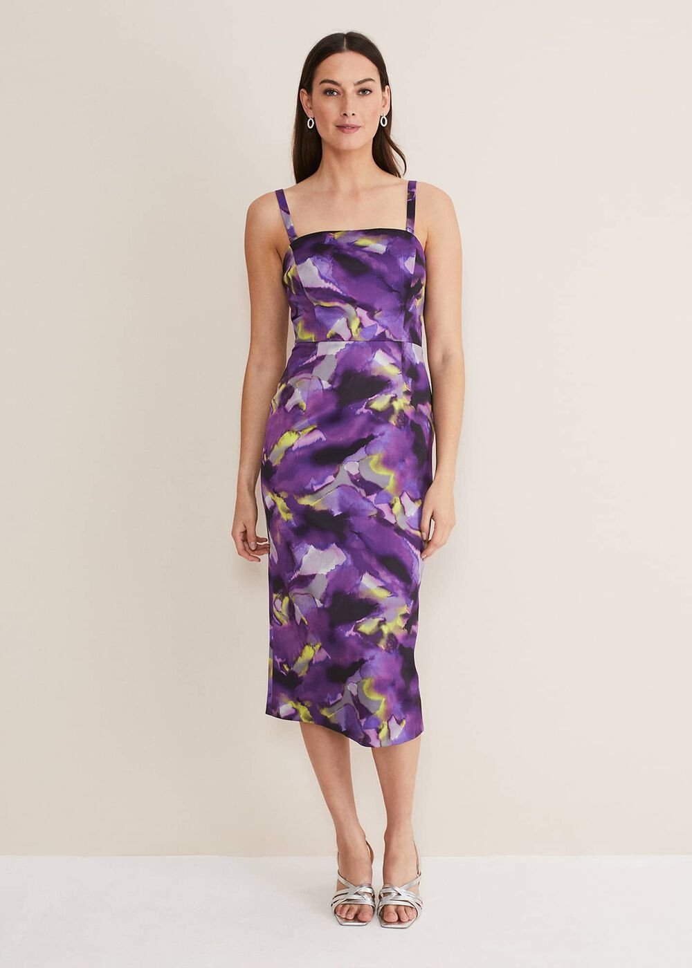 Adelita Abstract Print Dress Purple Multi