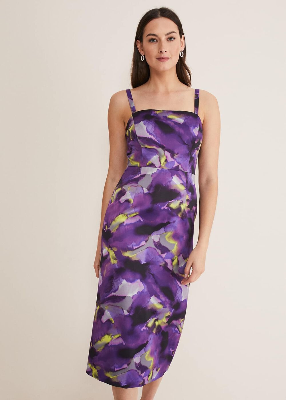 Adelita Abstract Print Dress Purple Multi