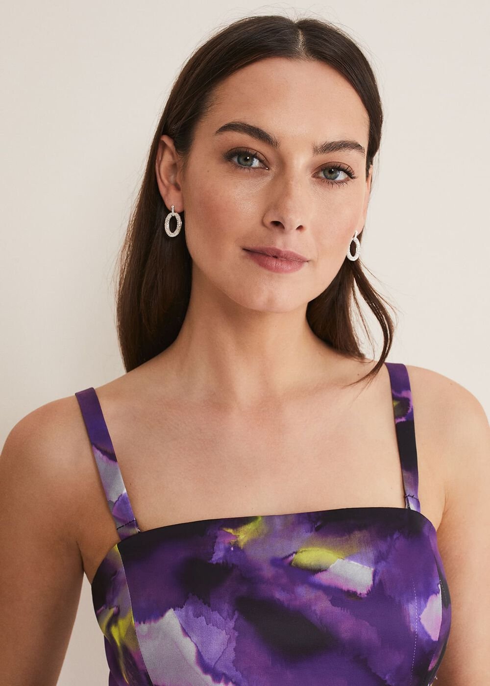 Adelita Abstract Print Dress Purple Multi