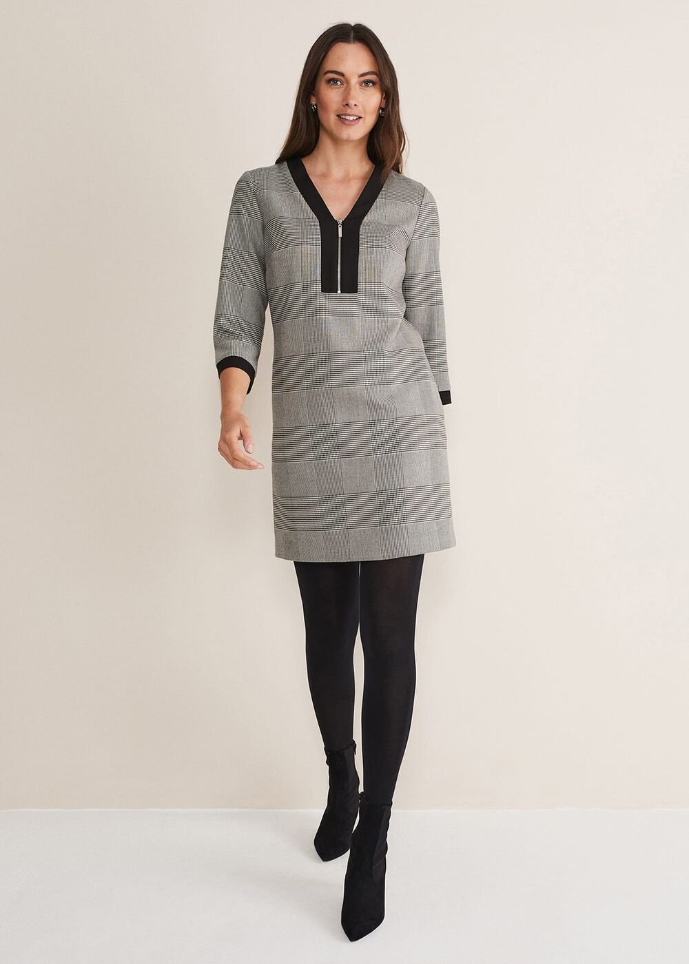 Soraya Check Midi Dress Black/White