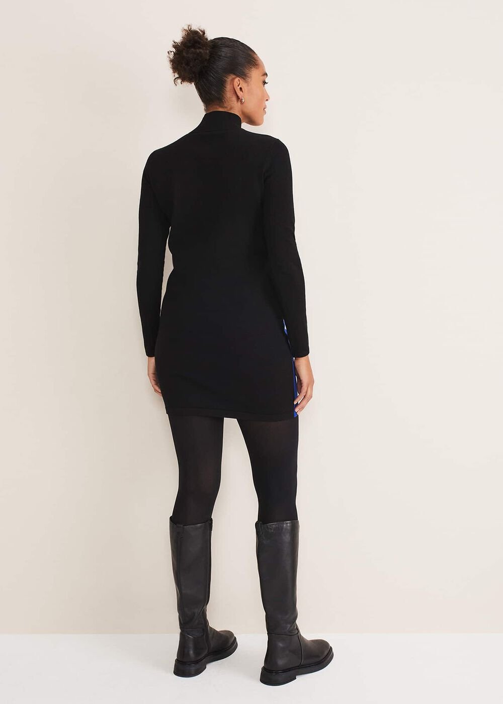 Arden Zip Detail Colour Block Knit Dress Cobalt/Black