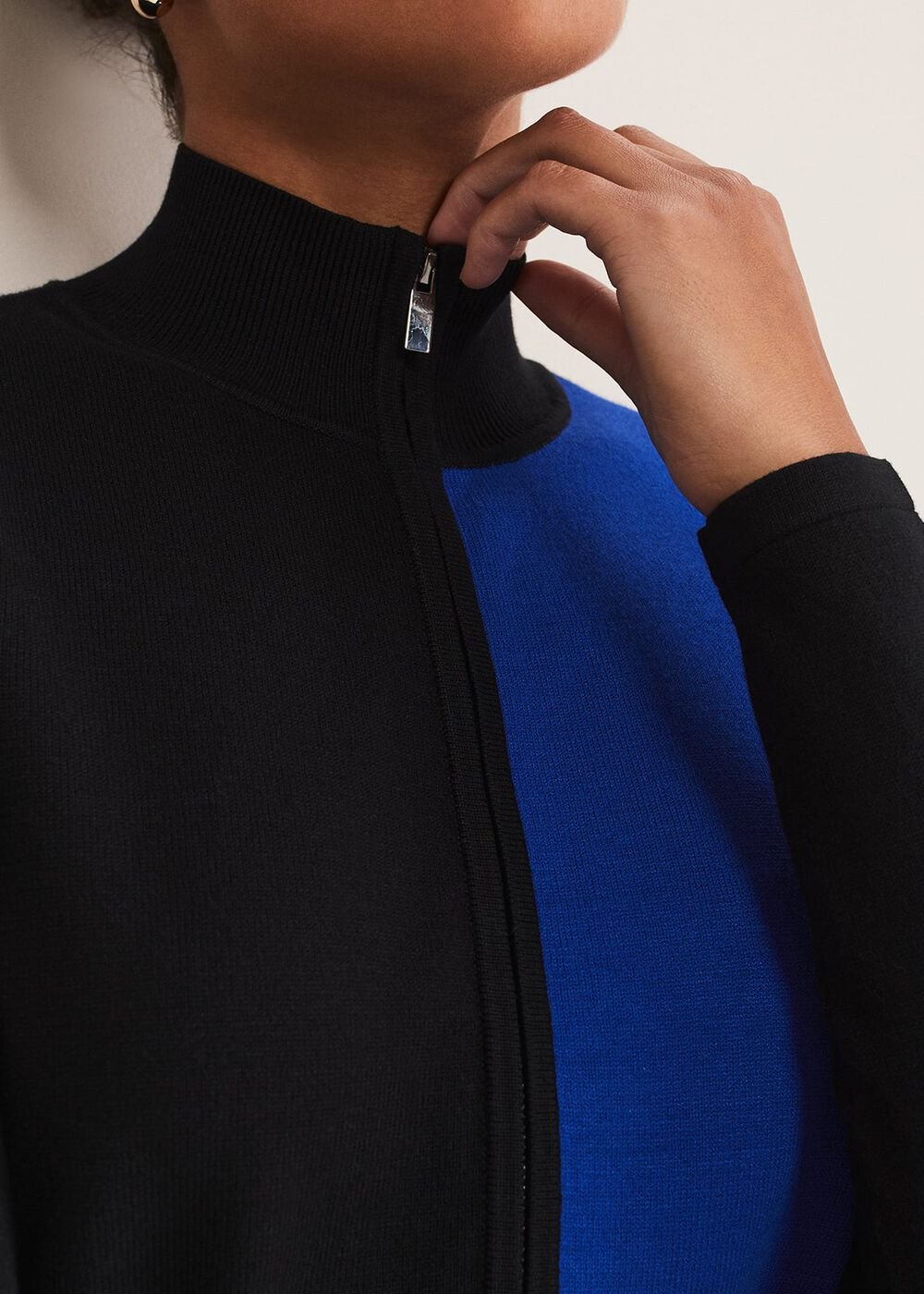 Arden Zip Detail Colour Block Knit Dress Cobalt/Black