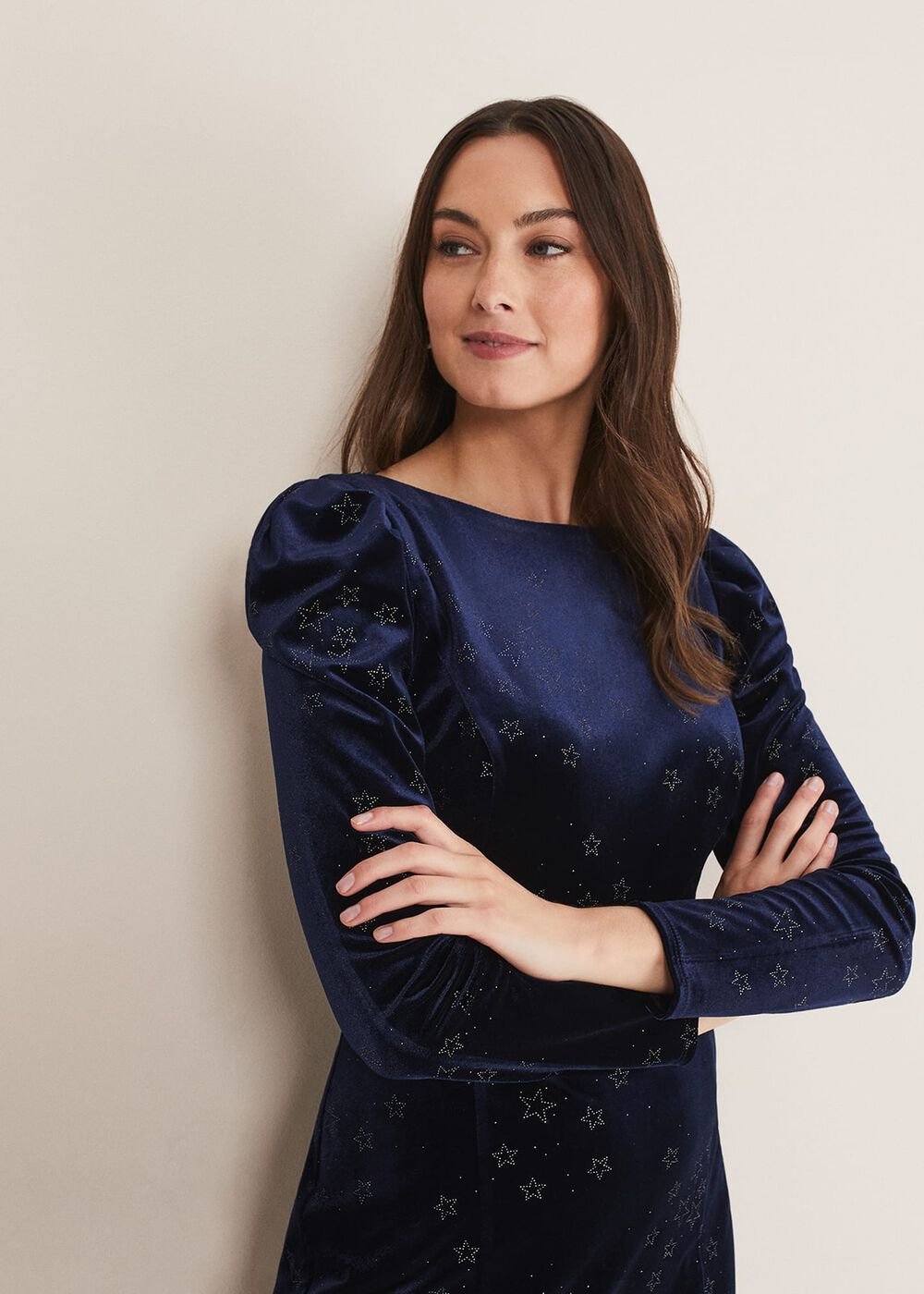 Daria Velvet Star Dress Midnight/Pewter