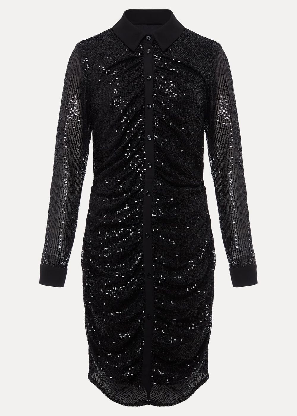 Kirsty Ruched Sequin Dress Black
