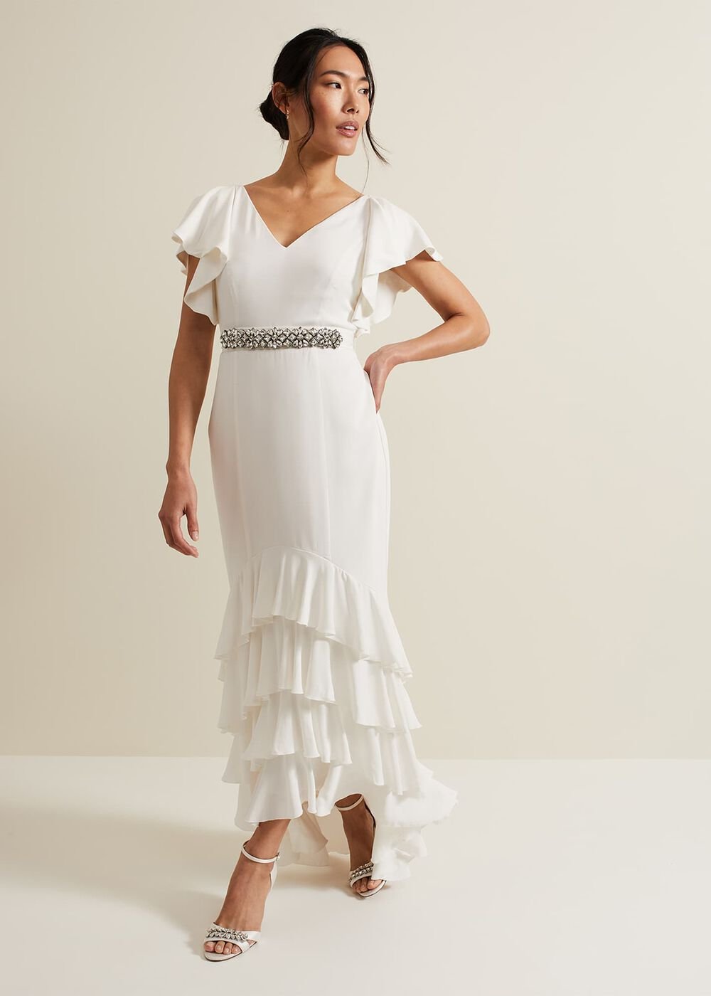 Ellery Frill Maxi Wedding Dress Parchment