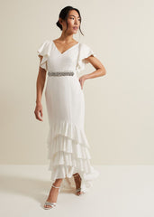 Ellery Frill Maxi Wedding Dress Parchment