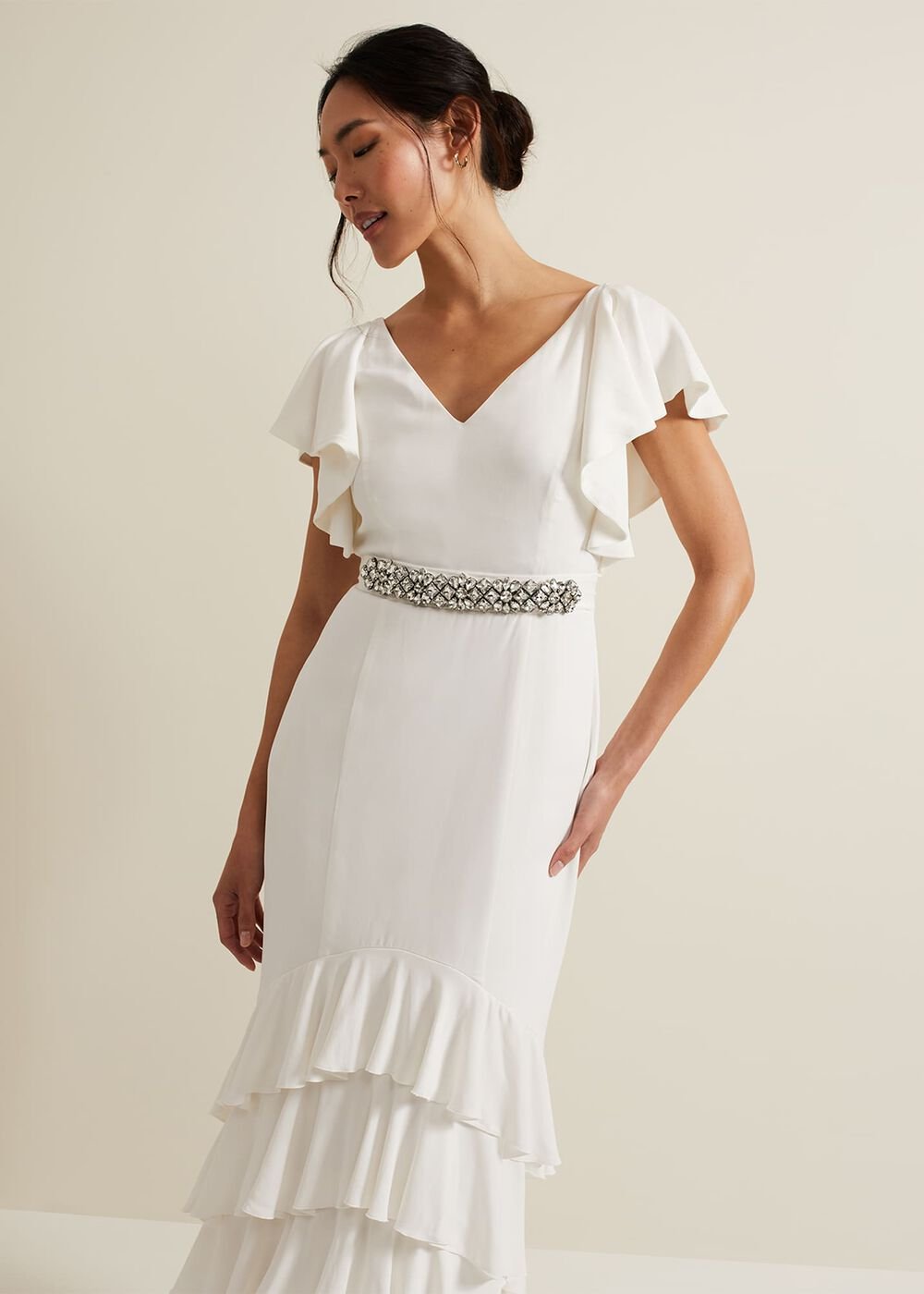 Ellery Frill Maxi Wedding Dress Parchment