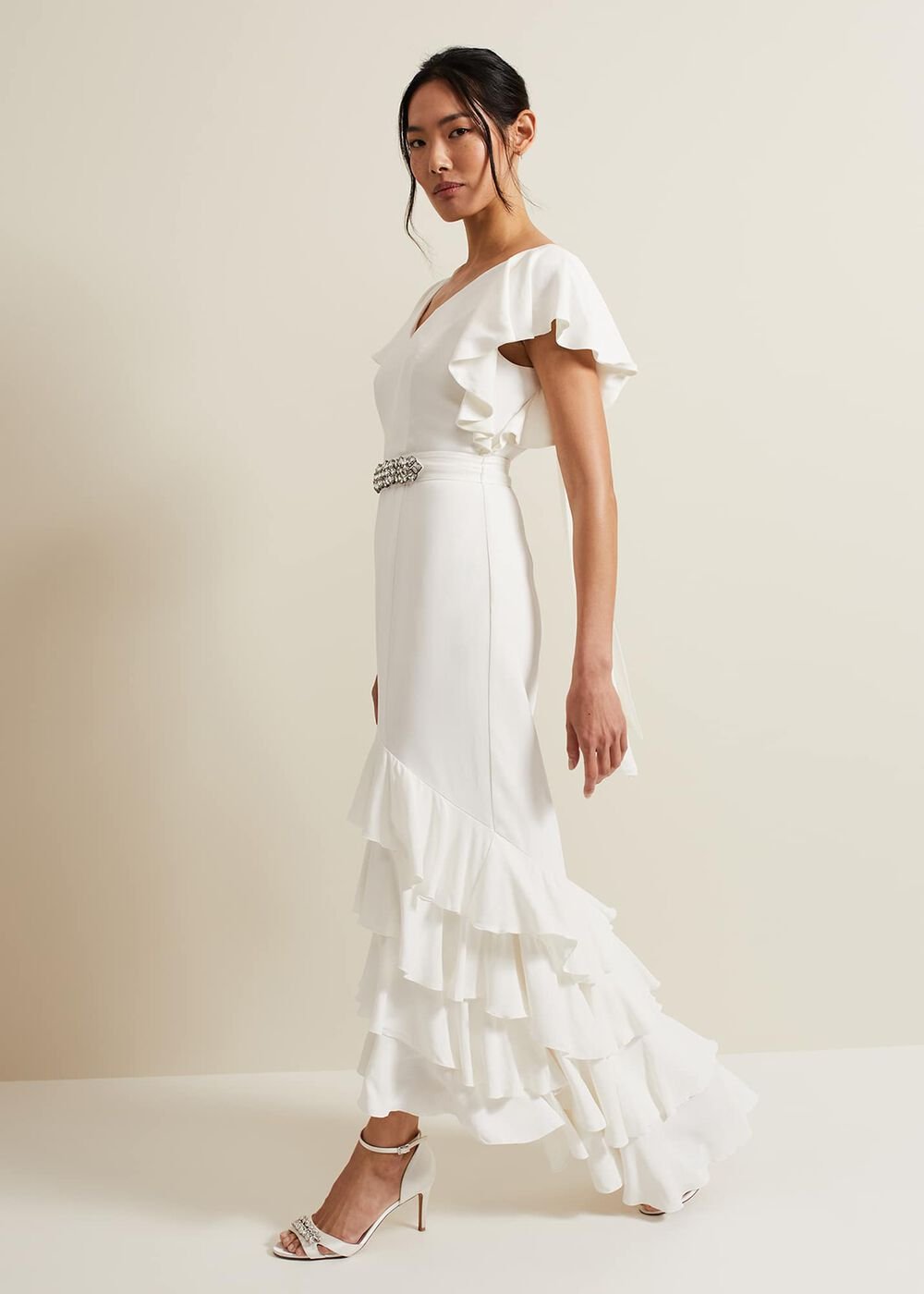 Ellery Frill Maxi Wedding Dress Parchment