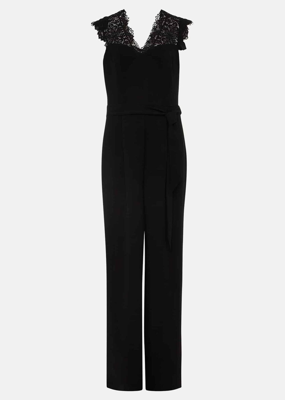 Lia Sleeveless Lace Detail Jumpsuit Black