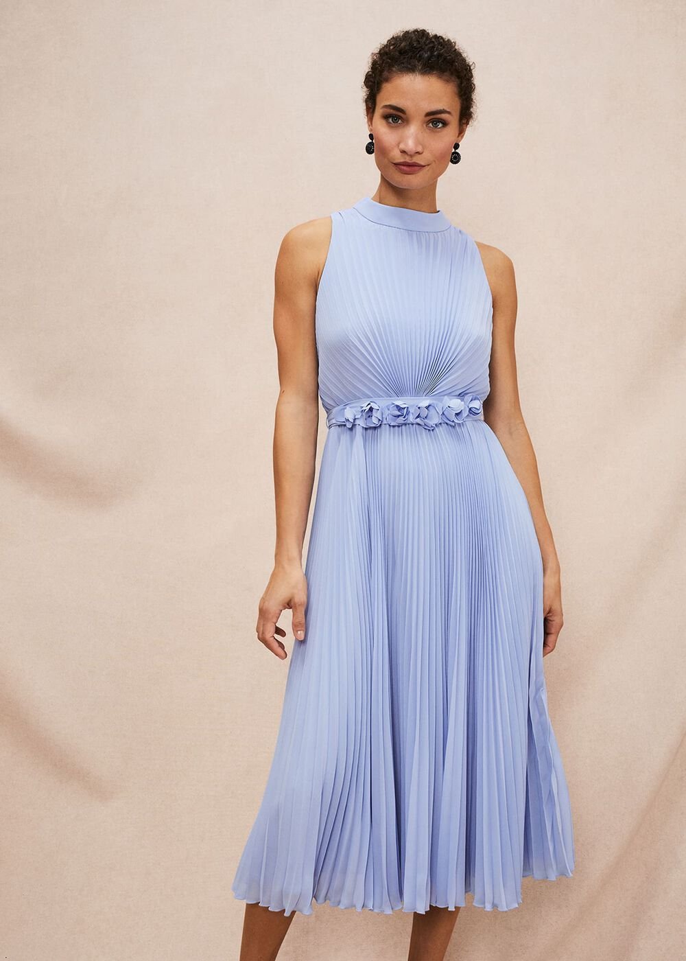 Simara Pleated Midi Dress Cornflower