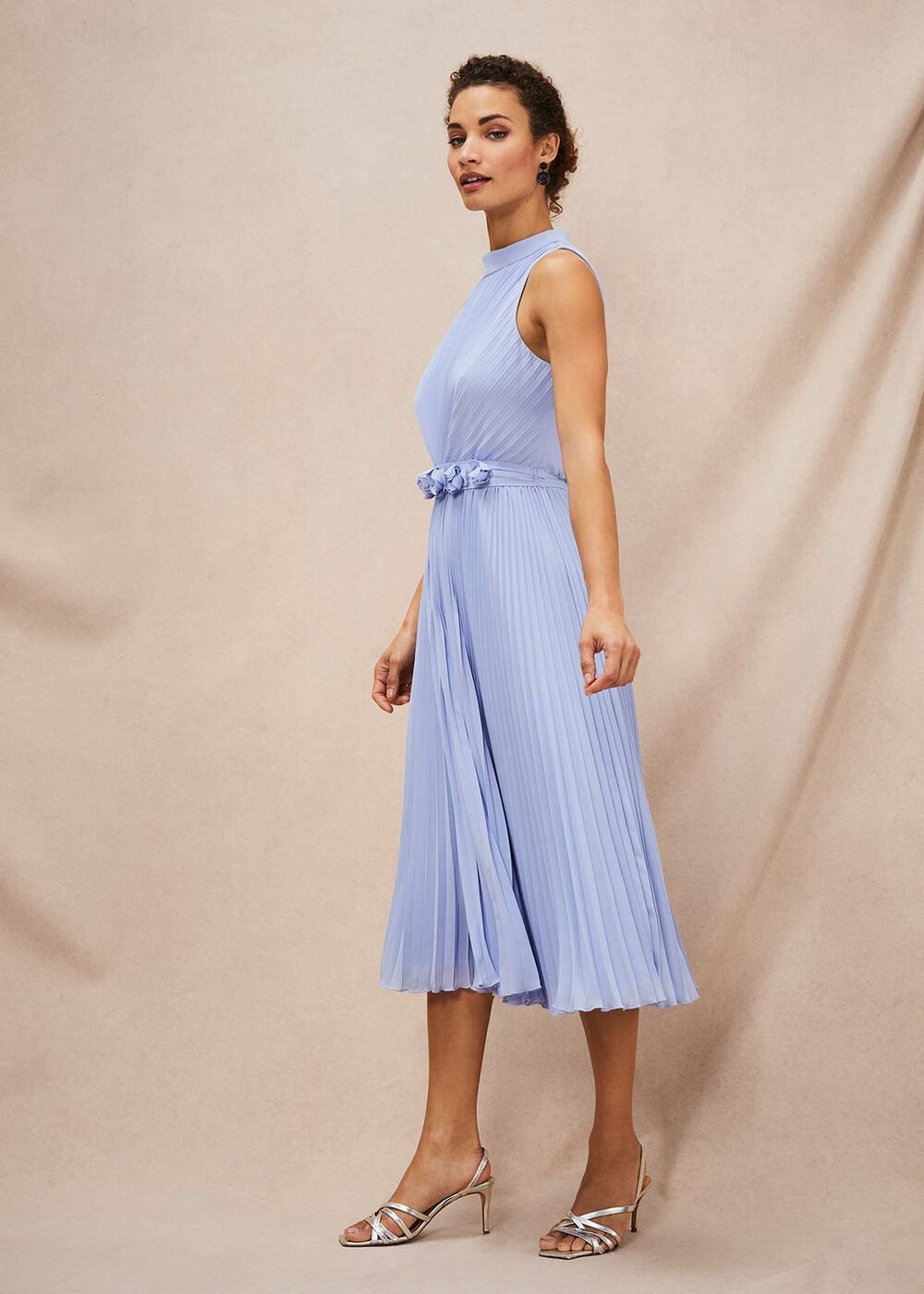 Simara Pleated Midi Dress Cornflower