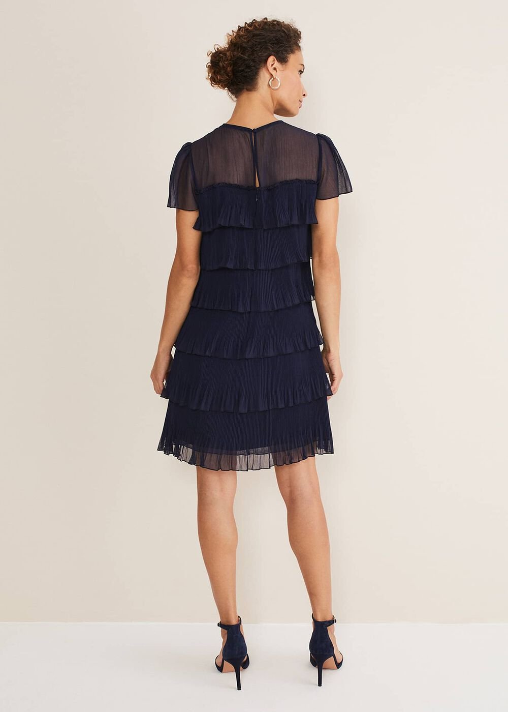 Mimi Pleated Mini Dress Navy