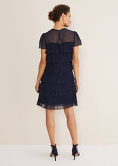 Mimi Pleated Mini Dress Navy