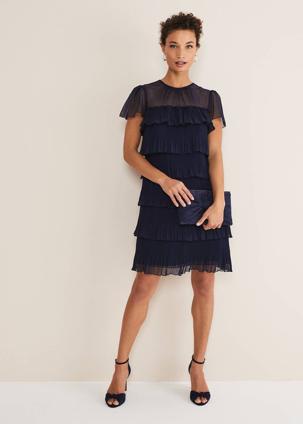 Mimi Pleated Mini Dress Navy