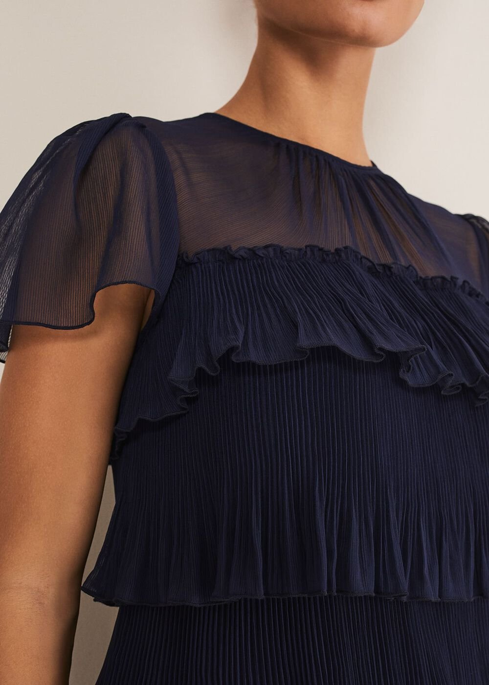 Mimi Pleated Mini Dress Navy
