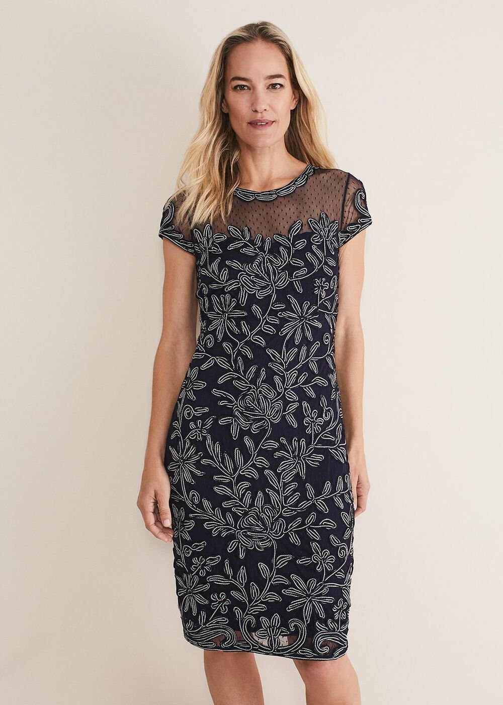 Zila Tapework Dress Navy/Ivory