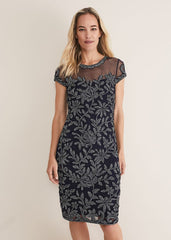 Zila Tapework Dress Navy/Ivory