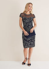 Zila Tapework Dress Navy/Ivory