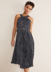 Elsie Spot Dress Navy/Ivory
